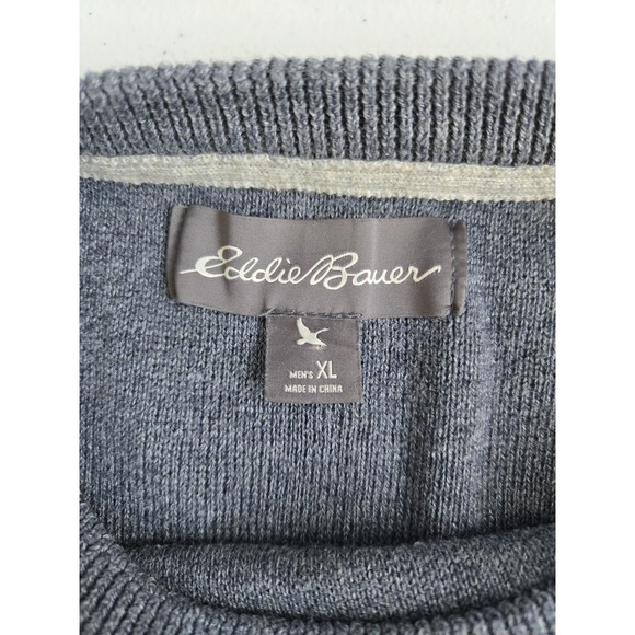 Eddie Bauer Men's XL‎ Gray Mediumweight Thick Long Sleeve Crew Neck Knit Sweater - Picture 2 of 14